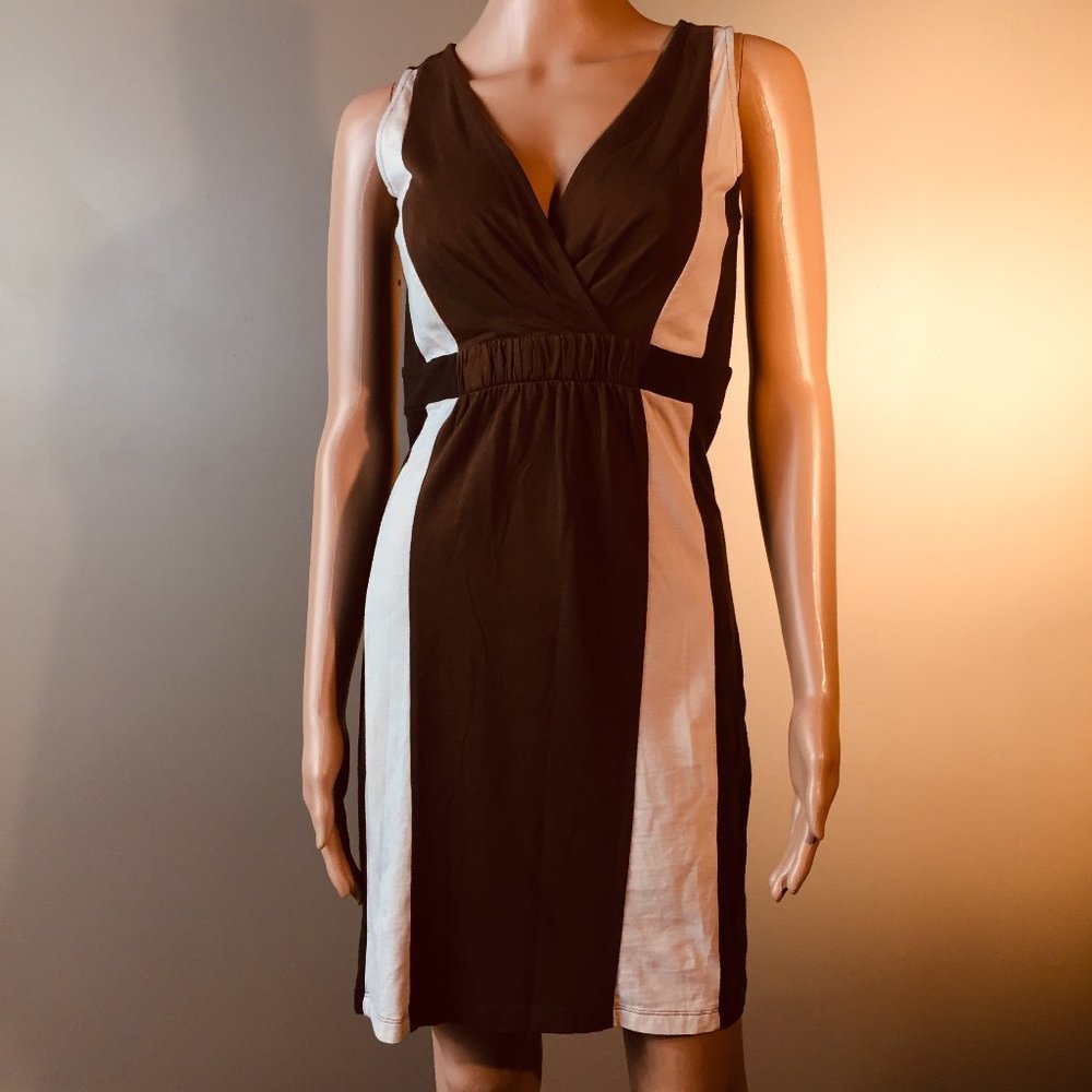 LOFT XS Brown and Ivory Striped Mini Dress Extra Small